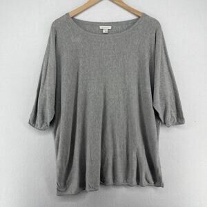 GARNET HILL Sweater M Dolman Sleeve Silk Blend Knit Oversized Pullover Gray